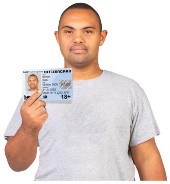 Young man showing his citizen card 